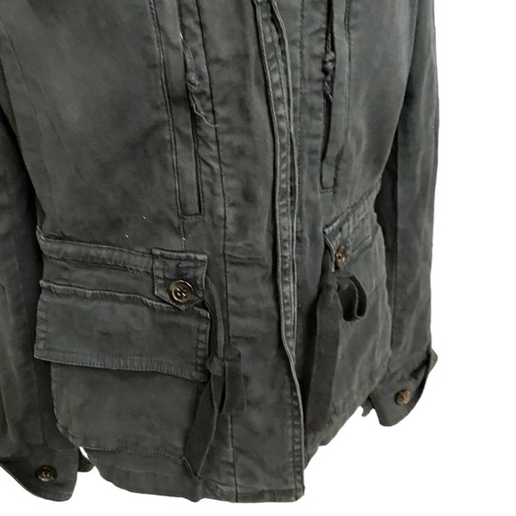 anthro Hei Hei Cargo Canvas Utility Jacket Military Long Sleeve Blue Size 6 - Picture 7 of 11